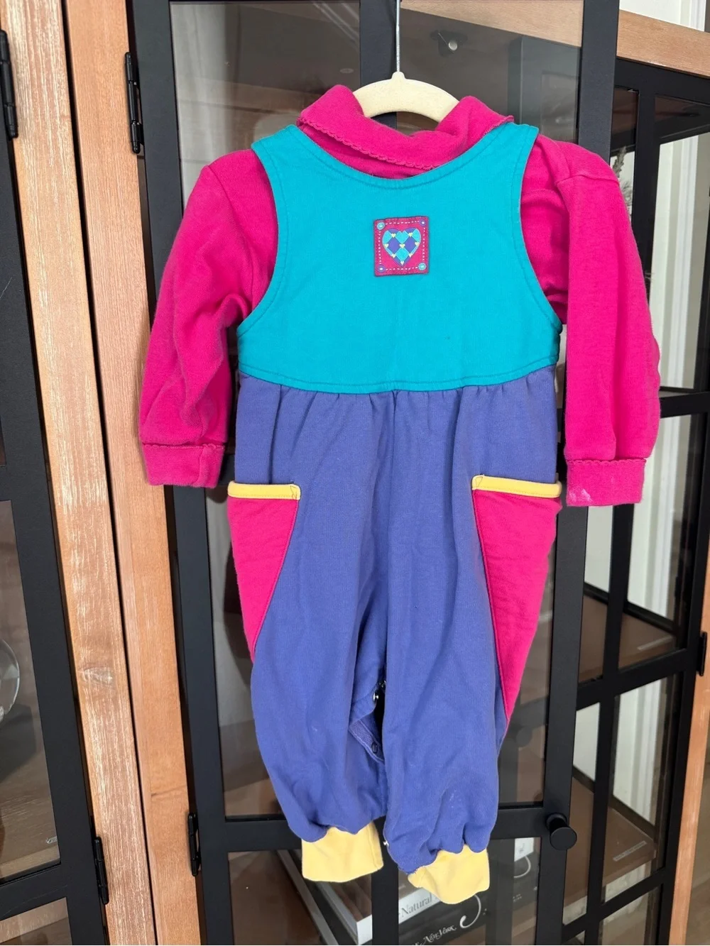 Vintage 90s Gymboree overalls set turtleneck sweater colorblock embroidered